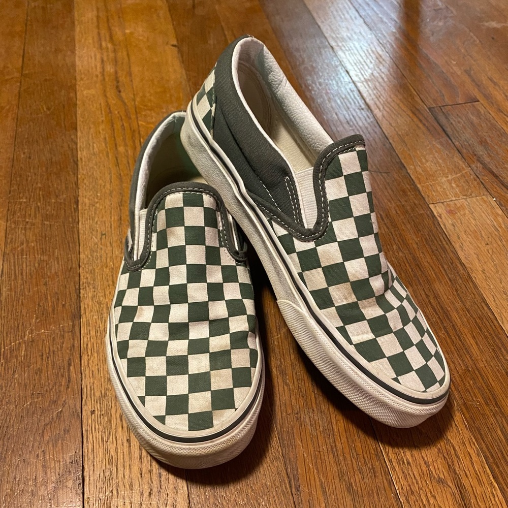 Green and White Checkered Vans